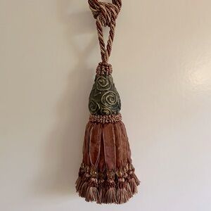 Large Brown Vintage Tassel Tieback Rope Beads Design Decorative Curtain Drapery